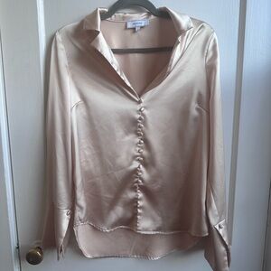 RIHOAS Elegant Satin Blouse in Light Beige